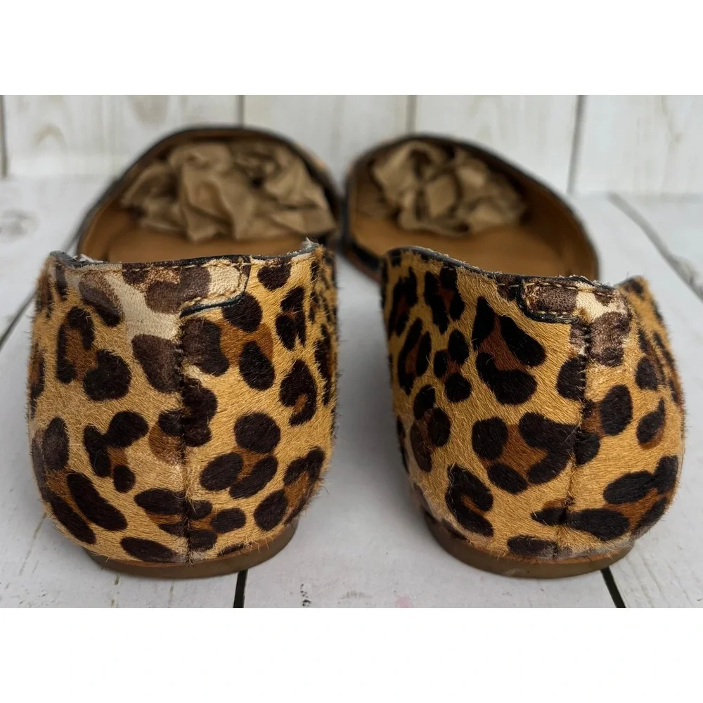 J.Crew Womens Leopard Calf Hair D'Orsay Pointed Toe Flats Shoes Brown Size 7